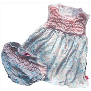 magnetic me Baby Girl 2-Piece Magnetic Ruffle Dress & Diaper Cover Set